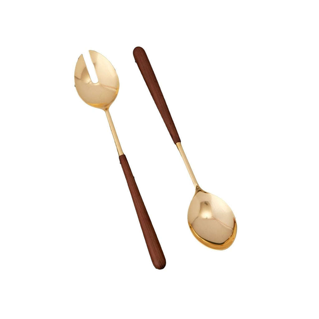 Gold & Wood Serving Set-Salad Servers-Clementine WP-The Grove