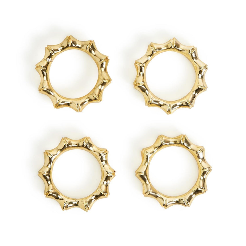 Golden Bamboo Set of 4 Napkin Rings-Clementine WP-The Grove
