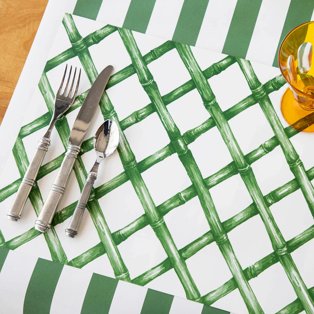 Green Lattice Paper Placemat-Placemats-Clementine WP-The Grove