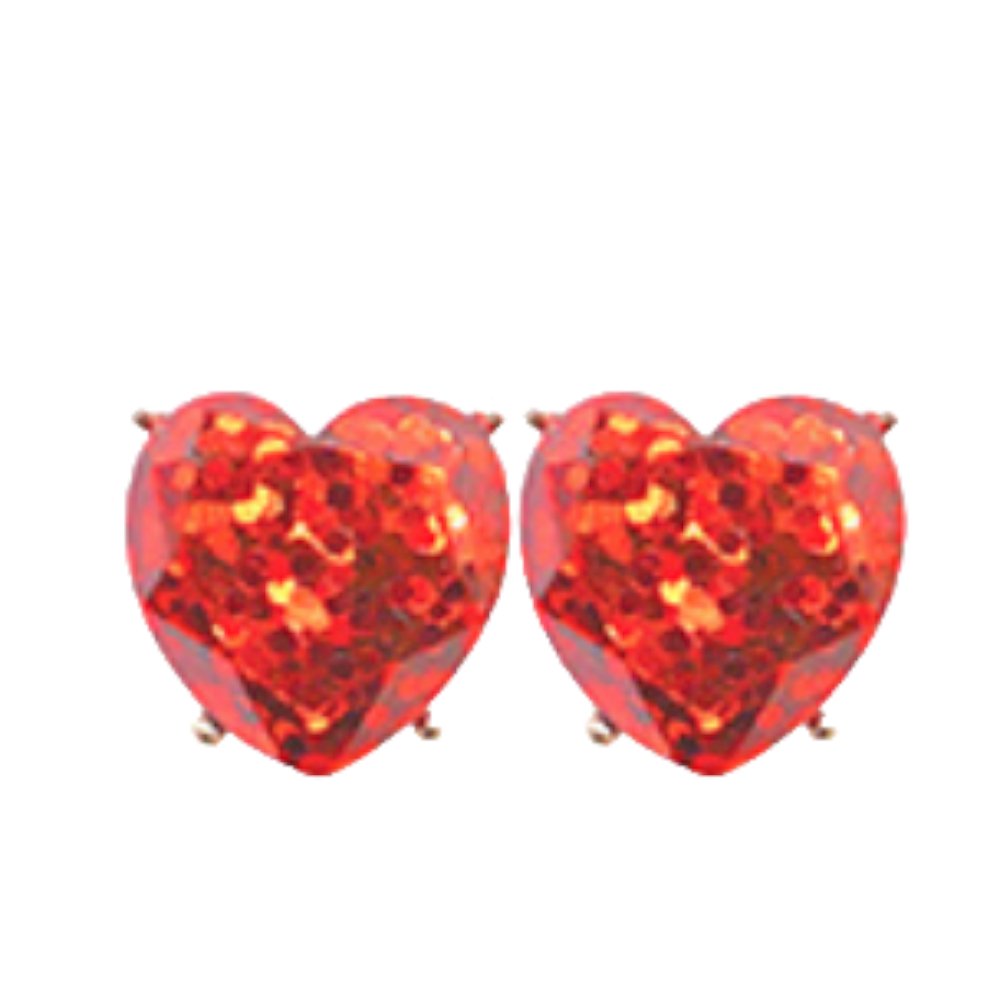 Gretchen Glitter Heart Earrings | Red-Earrings-Twist-The Grove