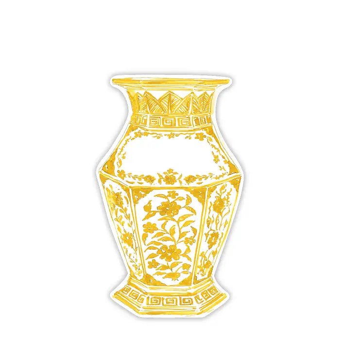 Handpainted Yellow Chinoiserie Urn Die-Cut Accents-Table Accent-Clementine WP-The Grove