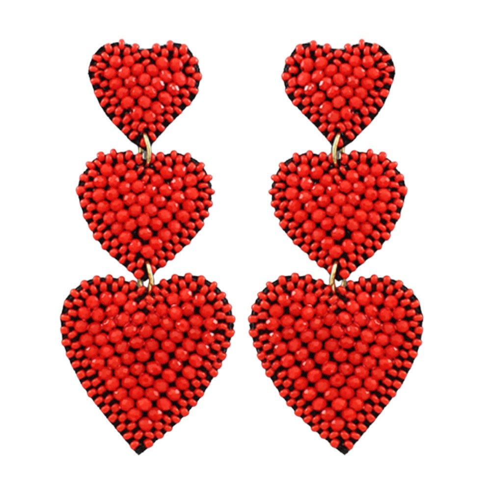 Heart Trio Earrings | Red-Earrings-Twist-The Grove