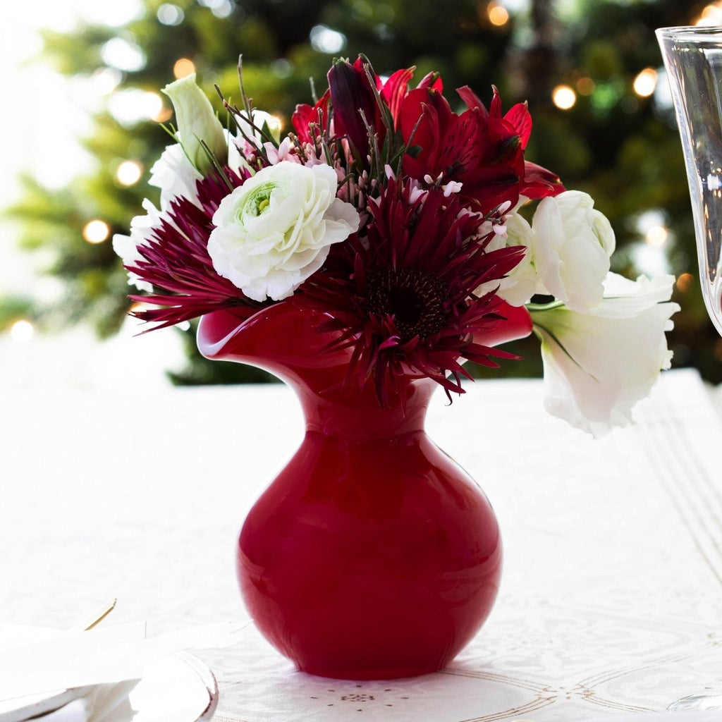Hibiscus Glass Bud Vase | Red-Vases-Vietri-The Grove
