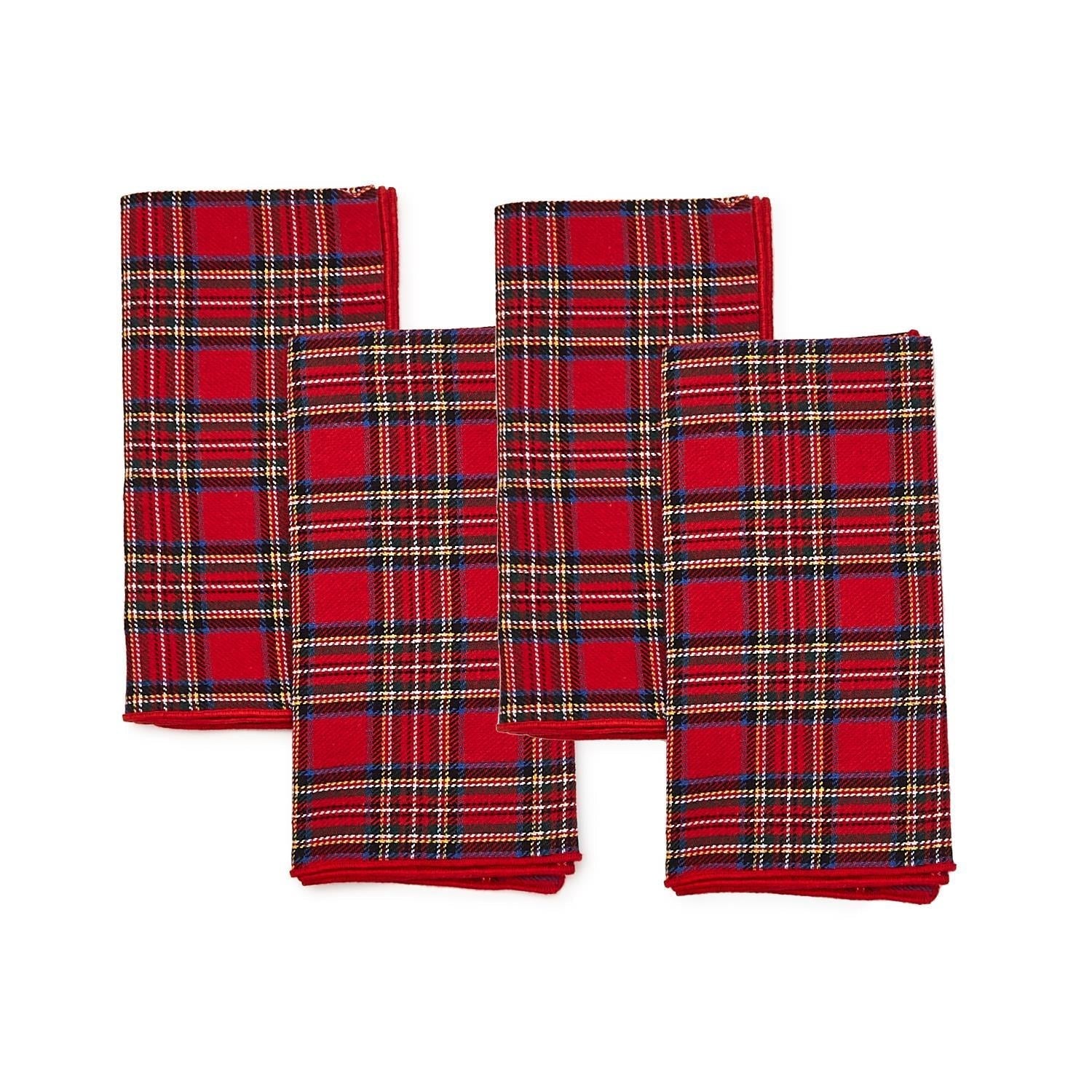 Holiday Plaid Tartan Napkins, Set of Four-Cloth Napkins-Clementine WP-The Grove