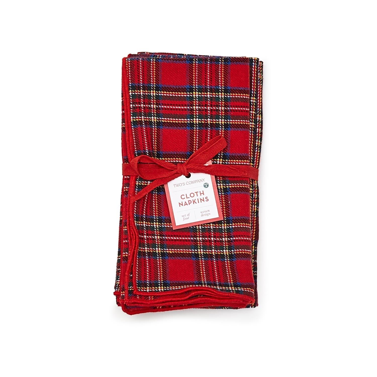 Holiday Plaid Tartan Napkins, Set of Four-Cloth Napkins-Clementine WP-The Grove