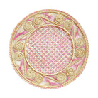 Iraca Hand-Woven Round Placemat | Natural & Pink-Placemats-Clementine WP-The Grove