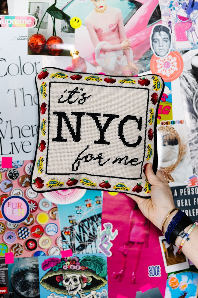 It's NYC For Me Needlepoint Pillow-Throw Pillows-Furbish Studio-The Grove