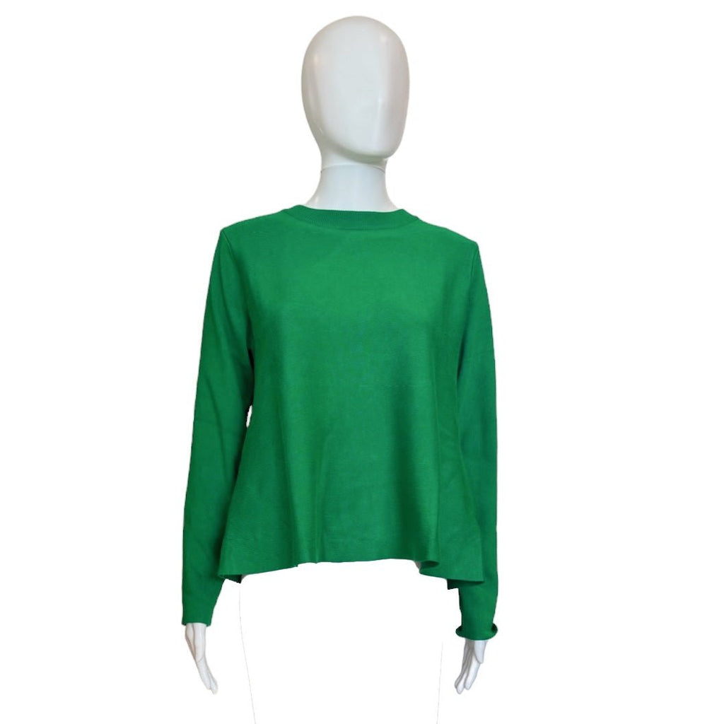 Kelly Green Flared Knit Sweater-Sweater-Compañia Fantastica-The Grove