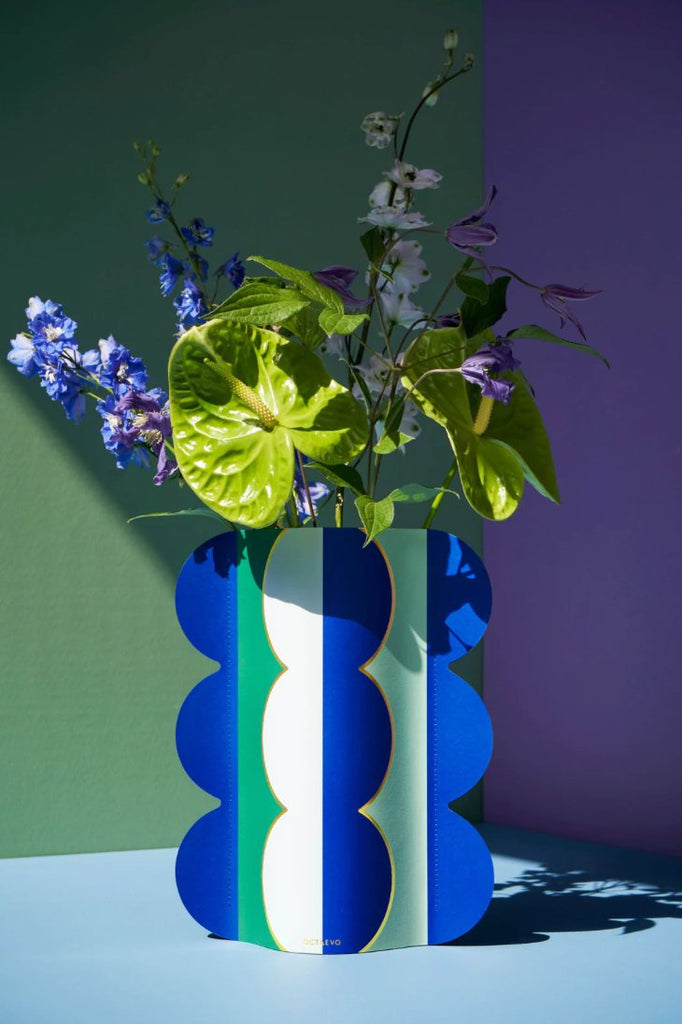 Large Paper Vase | Riviera Wave-Vase Wrap-Clementine WP-The Grove