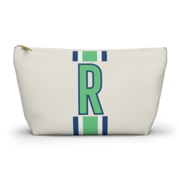 Large Single Initial Pouch | Navy & Green-Pouch-CB Studio-The Grove