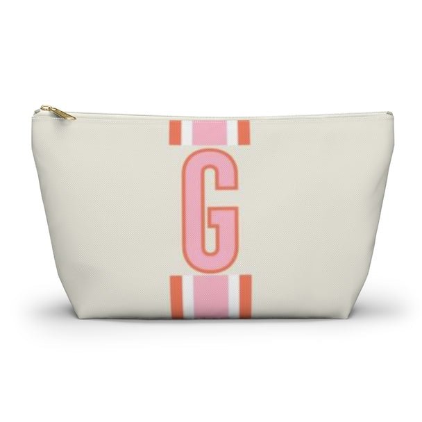 Large Single Initial Pouch | Pink & Orange-Pouch-CB Studio-The Grove