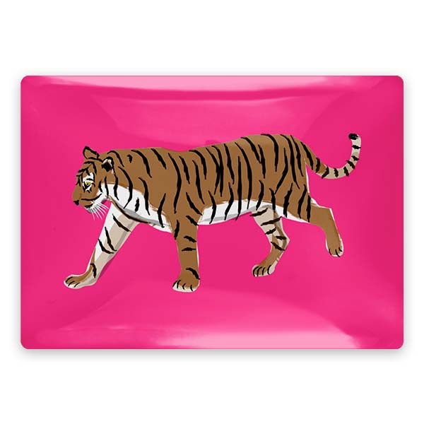 Large Walking Tiger Rectangle Glass Tray-Decorative Trays-CB Studio-The Grove