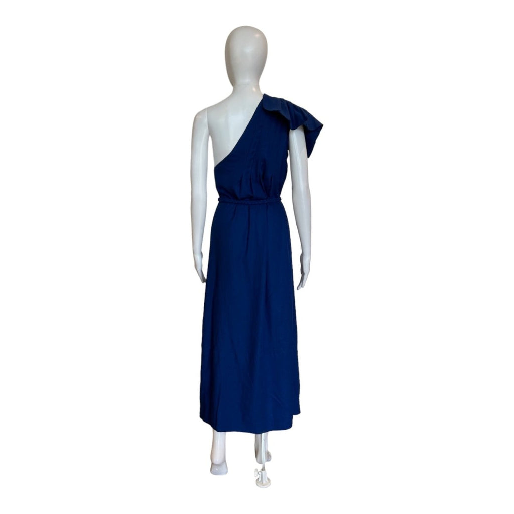 Leaf One-Shoulder Belted Linen Blend Midi Dress-Dresses-FARM Rio-The Grove
