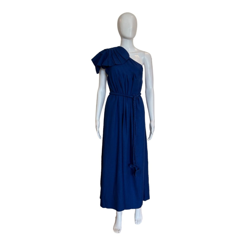 Leaf One-Shoulder Belted Linen Blend Midi Dress-Dresses-FARM Rio-The Grove