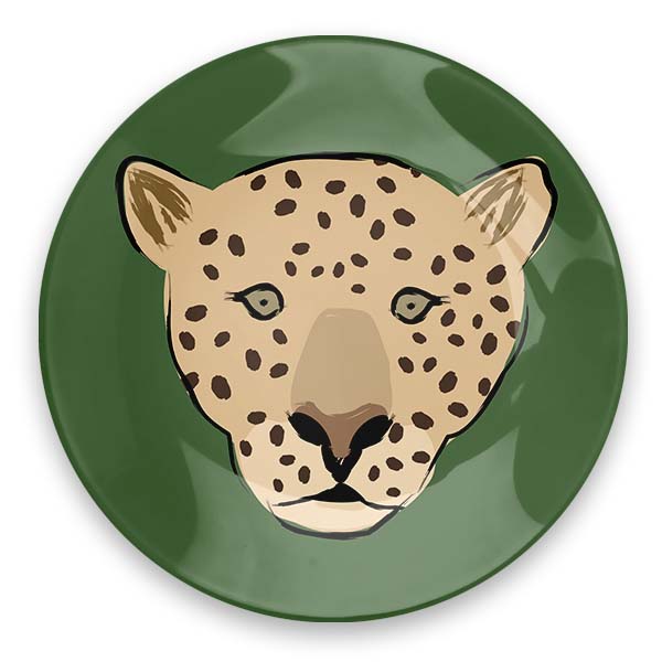 Leopard Face Round Glass Tray-Decorative Trays-CB Studio-The Grove