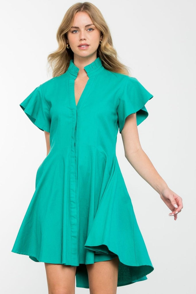 Lizzie Flutter Sleeve Dress | Aqua-Dresses-THML-The Grove