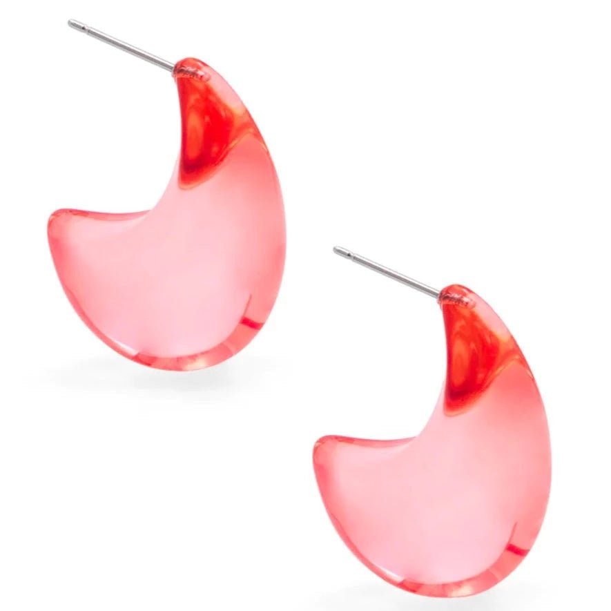 Lucite Chunky Crescent Drop Earrings | Pink-Earrings-Zenzii-The Grove