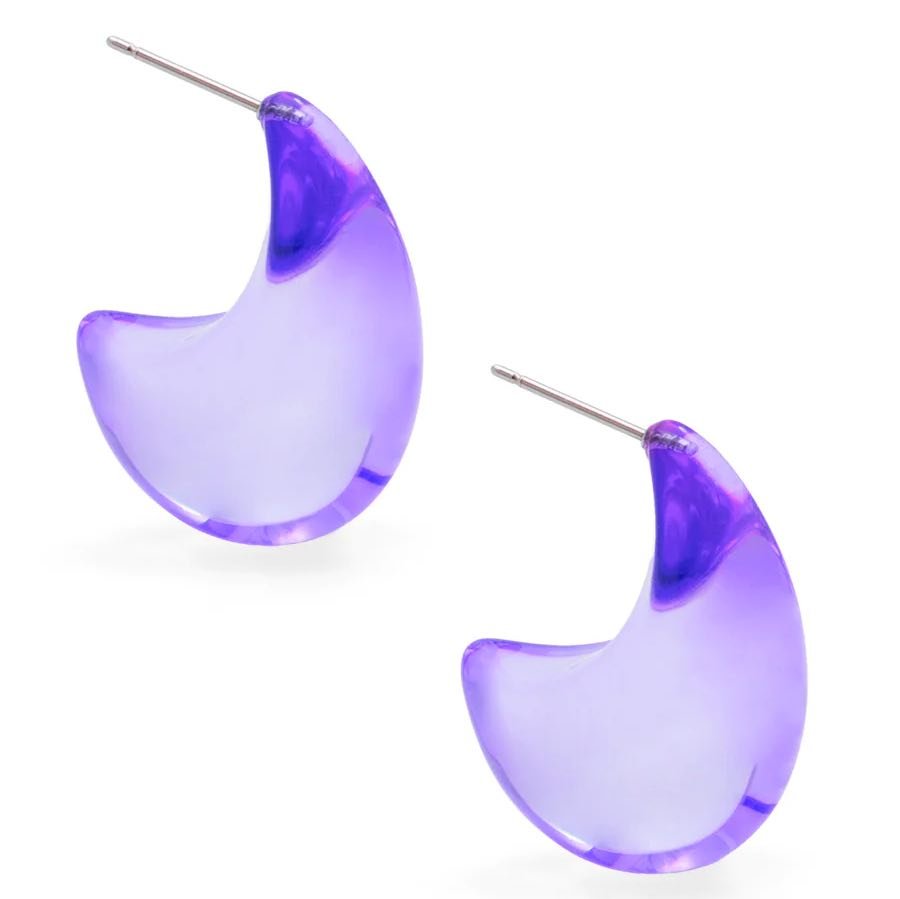 Lucite Chunky Crescent Drop Earrings | Purple-Earrings-Zenzii-The Grove