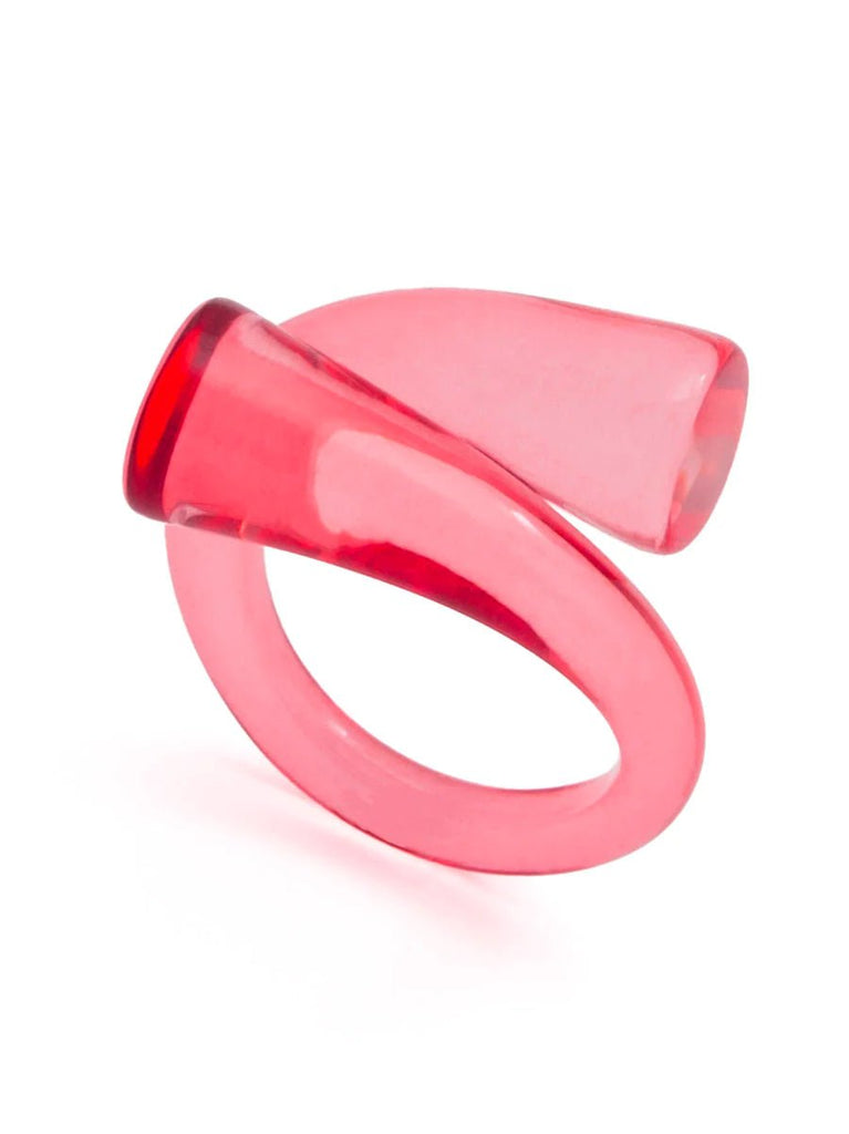 Lucite Crossover Ring | Pink-Rings-Zenzii-The Grove