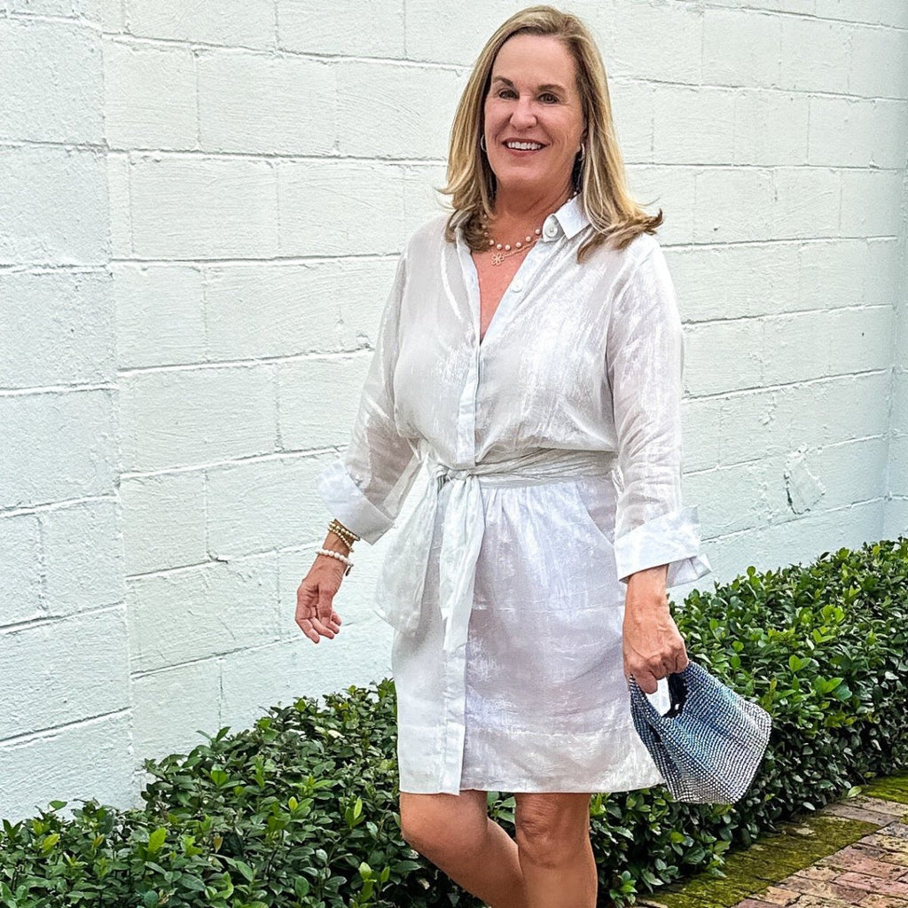 Lurex Blouson Dress | Silver-Dresses-Gretchen Scott-The Grove