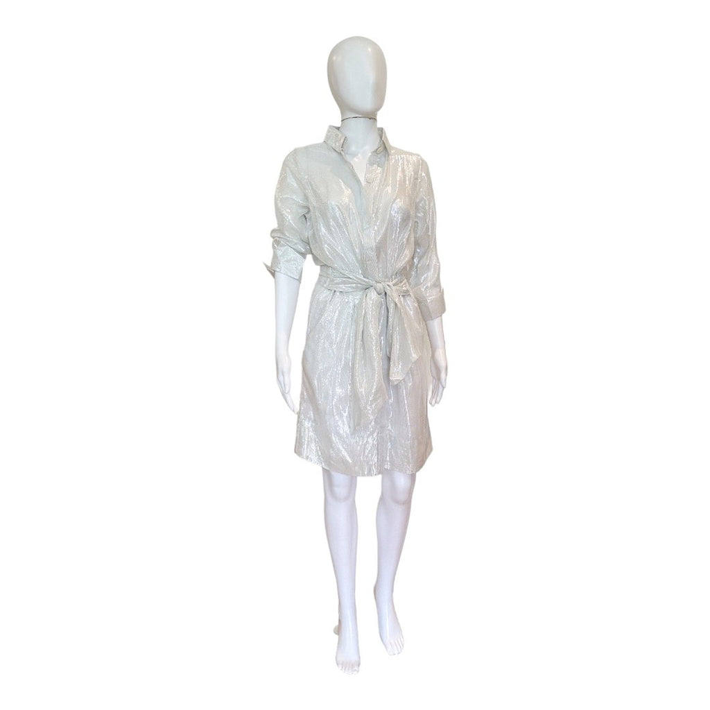 Lurex Blouson Dress | Silver-Dresses-Gretchen Scott-The Grove