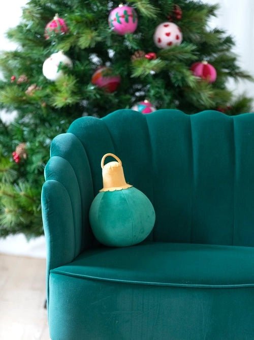 Merry Bauble Small Pillow | Green-Throw Pillows-Shiraleah-The Grove