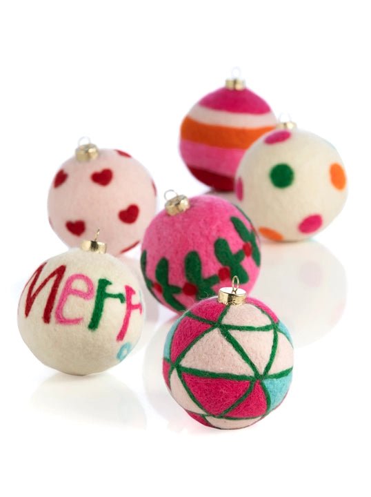 Merry Wool Ornaments | 6 Styles-Holiday Ornaments-Shiraleah-The Grove