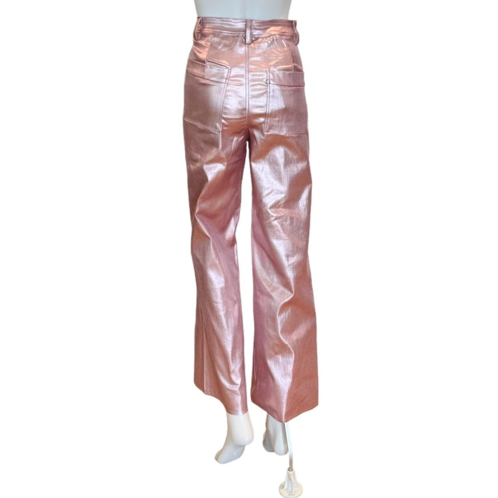Metallic Wide Leg Cropped Denim Jean | Pink-Pants-Twist-The Grove