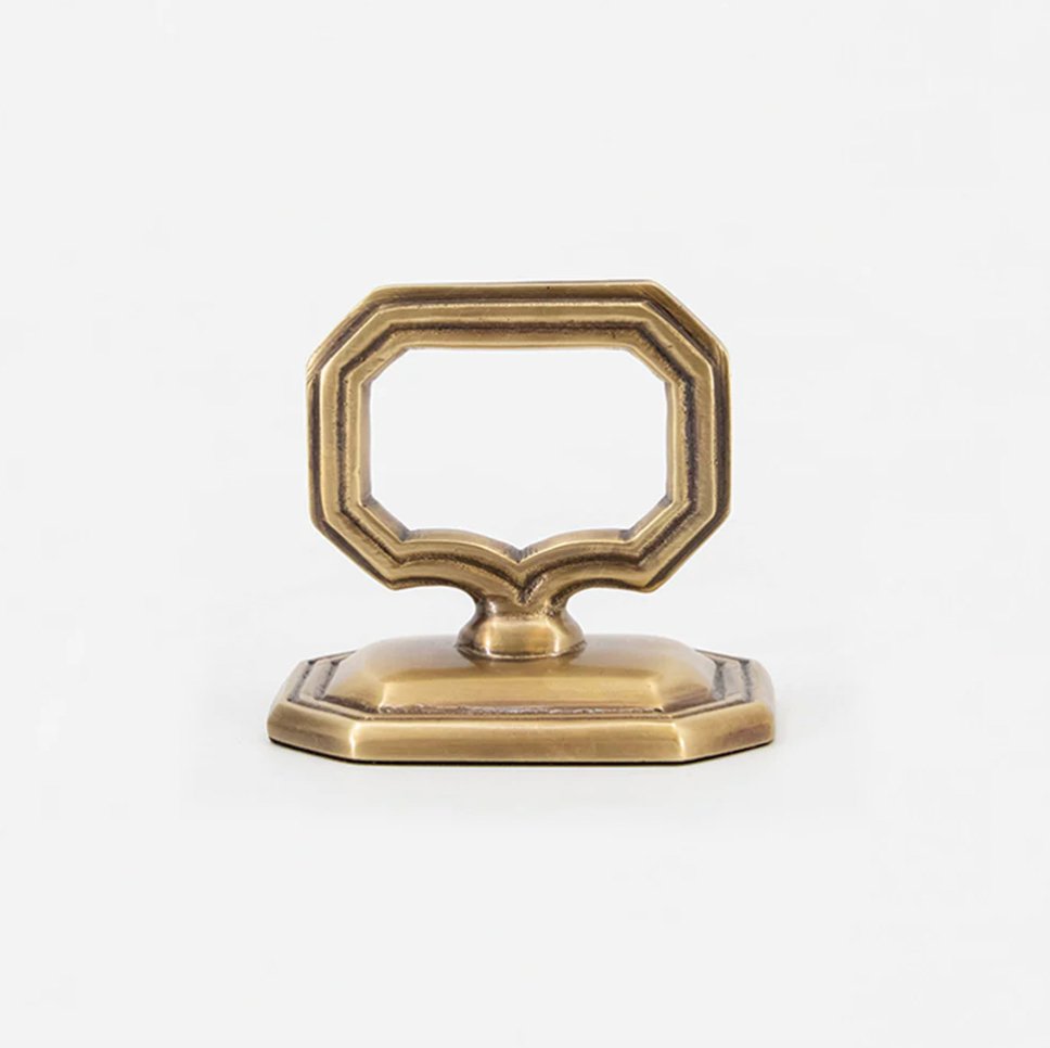 Napkin Ring with Place Card Holder | Brass-Napkin Rings-Clementine WP-The Grove