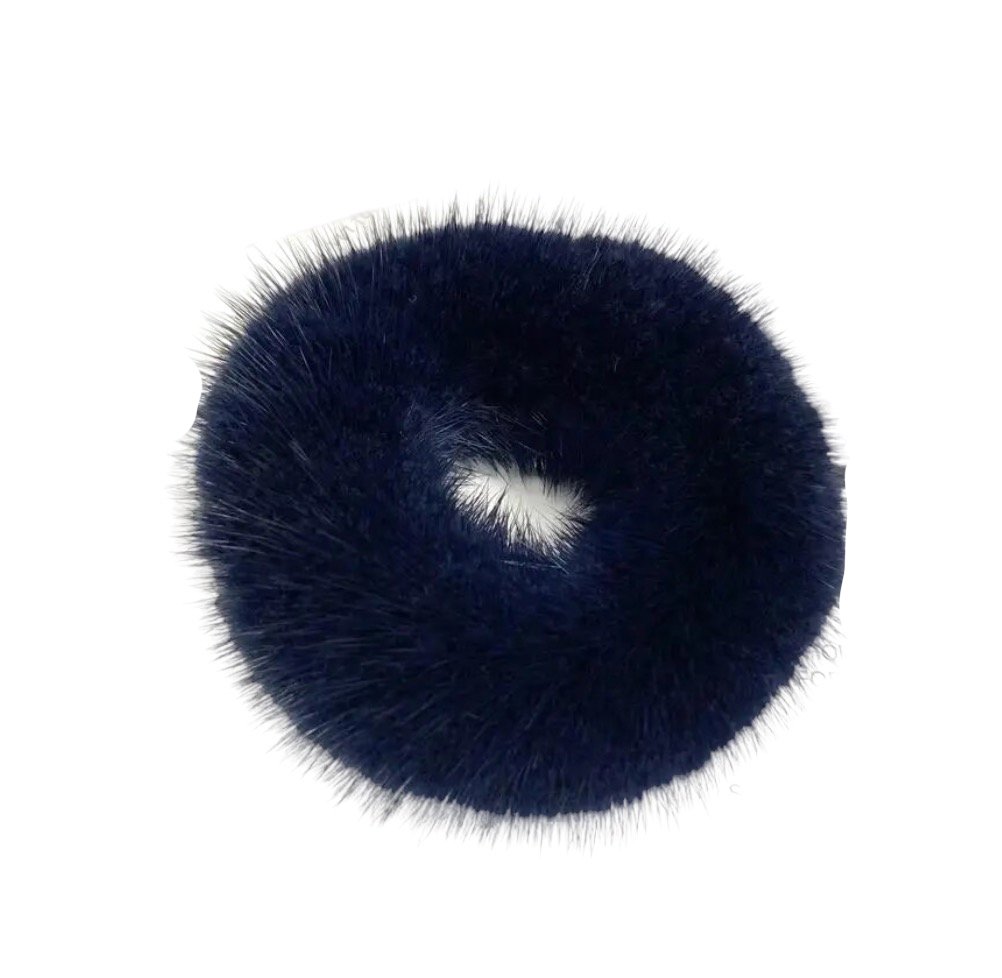 Navy Mink Scrunchie-Hair Accessories-Twist-The Grove