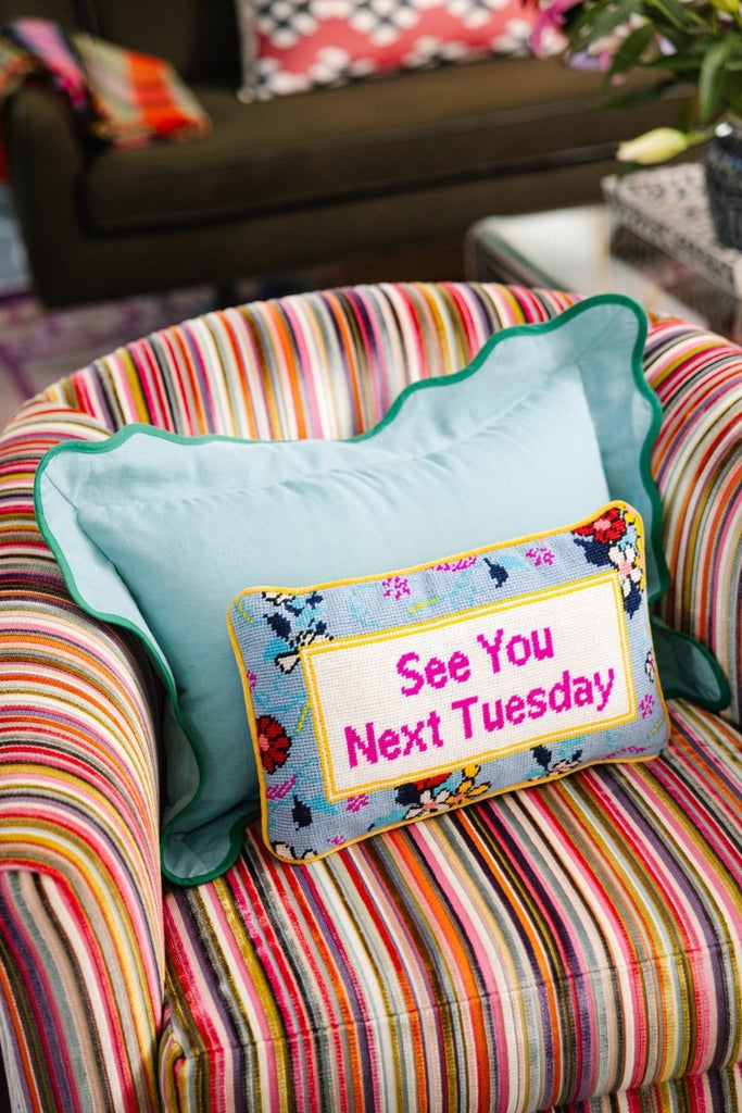 Next Tuesday Needlepoint Pillow-Throw Pillows-Furbish Studio-The Grove