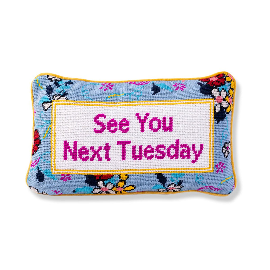 Next Tuesday Needlepoint Pillow-Throw Pillows-Furbish Studio-The Grove