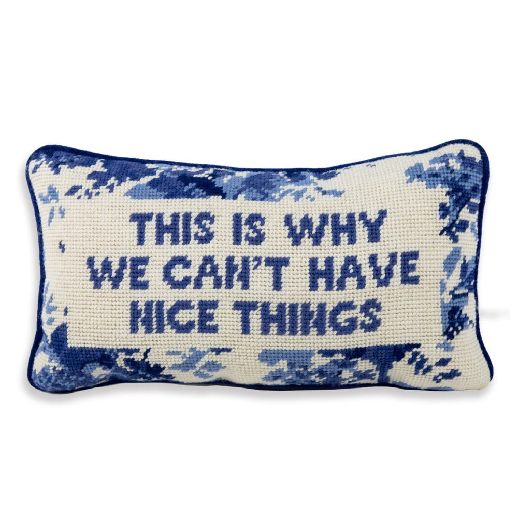 Nice Things Needlepoint Pillow-Throw Pillows-Furbish Studio-The Grove