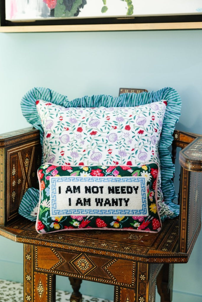 Not Needy Needlepoint Pillow-Throw Pillows-Furbish Studio-The Grove