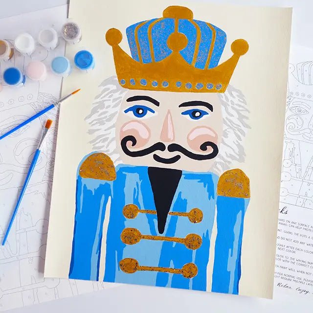 Nutcracker Paint by Number Kit with Glitter Paint | Blue-Kid's Paint By Number-JM Design Studio-The Grove