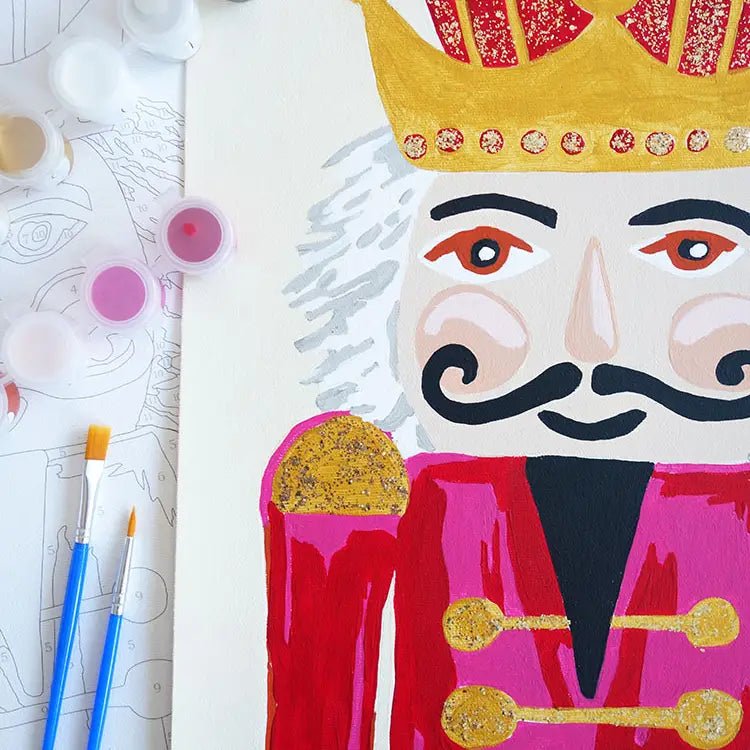 Nutcracker Paint by Number Kit with Glitter Paint | Pink-Kid's Paint By Number-JM Design Studio-The Grove