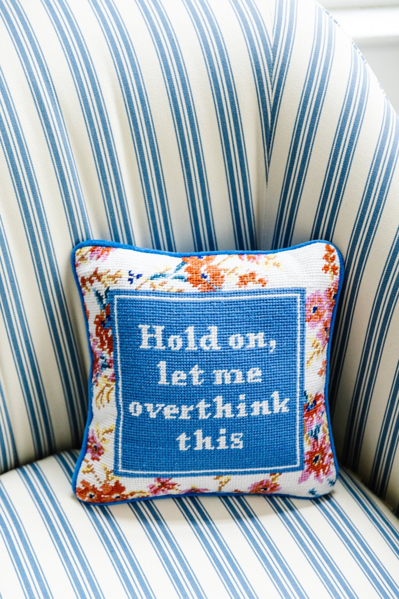 Overthink Needlepoint Pillow-Throw Pillows-Furbish Studio-The Grove