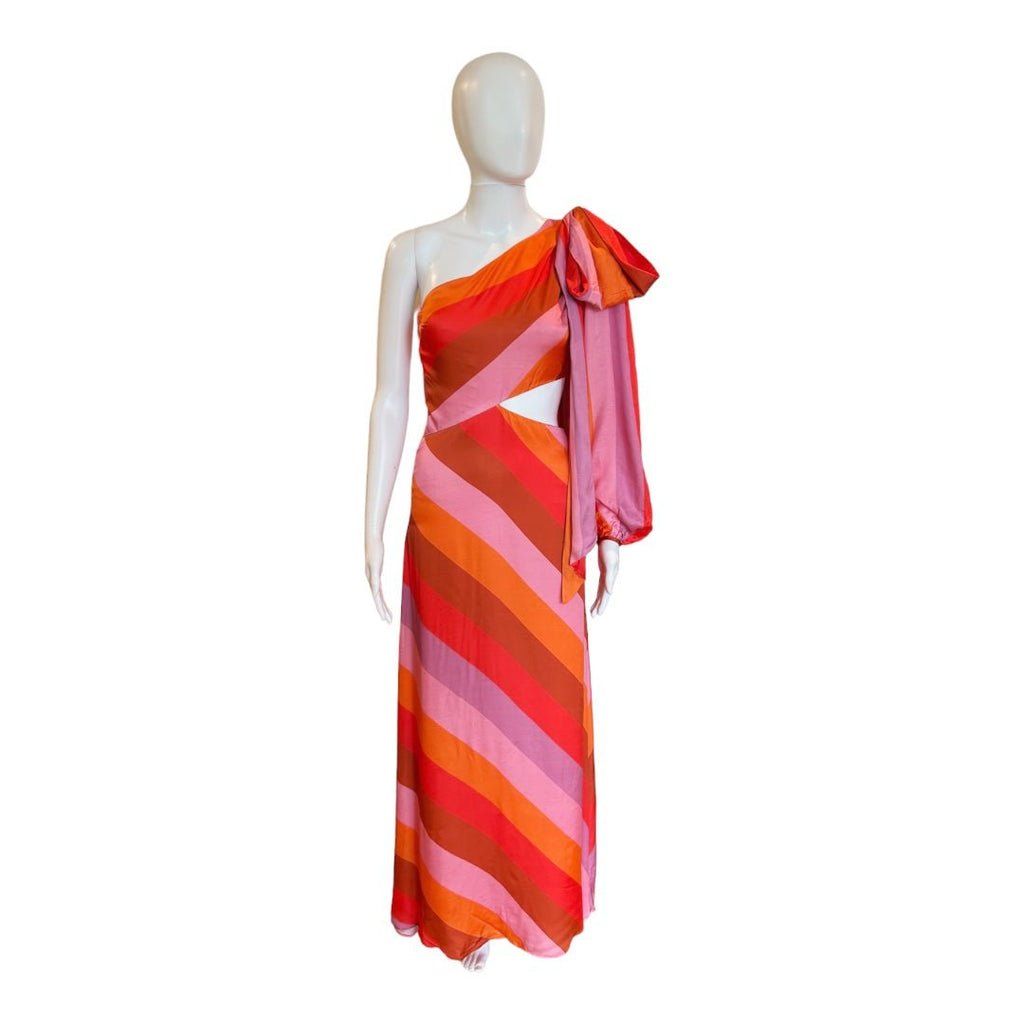 Party Stripes Multicolor One Shoulder Maxi Dress-FARM Rio-The Grove