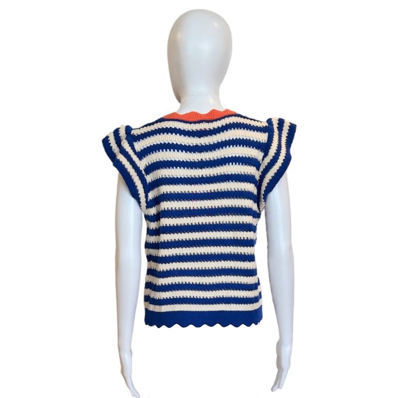 Pat Knit Striped Top | Blue-Shirts & Tops-THML-The Grove
