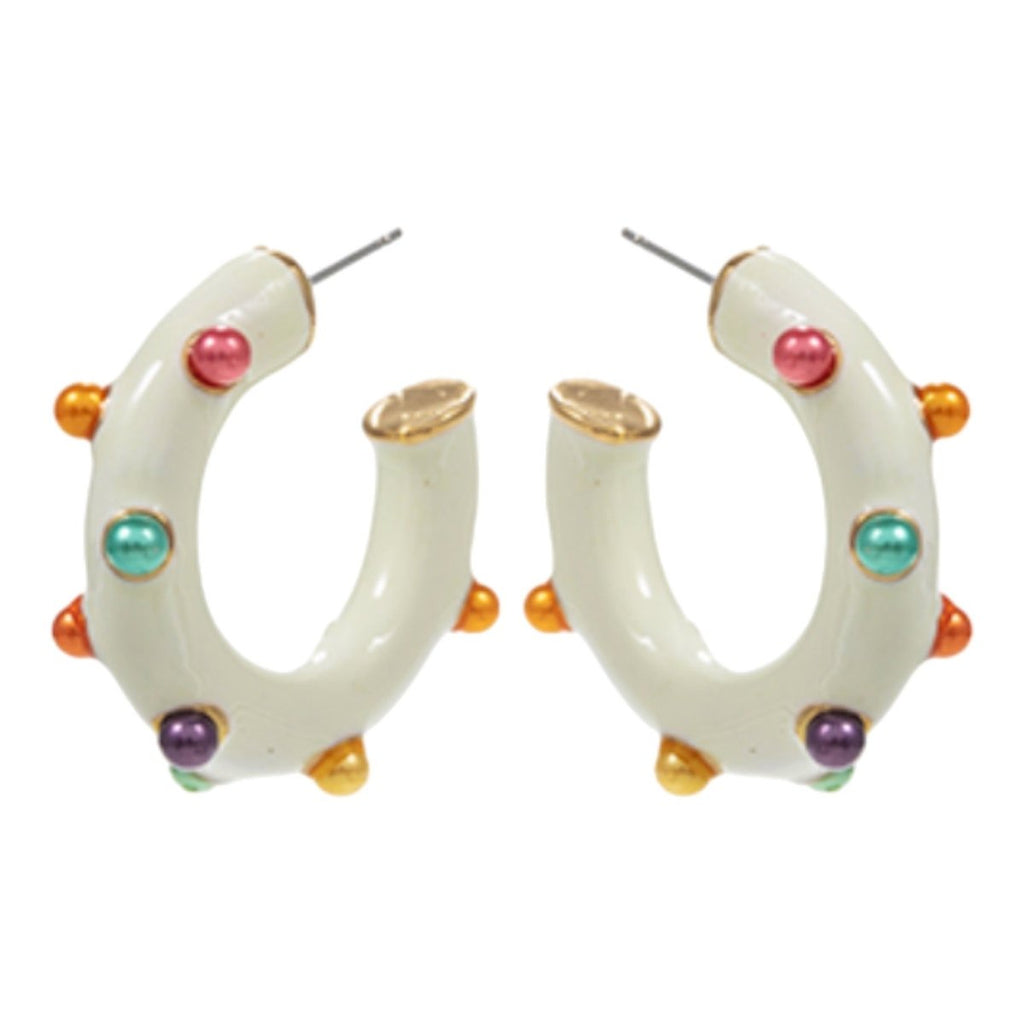 Pearl Studded Enamel Hoop Earrings | Multi-Earrings-Twist-The Grove