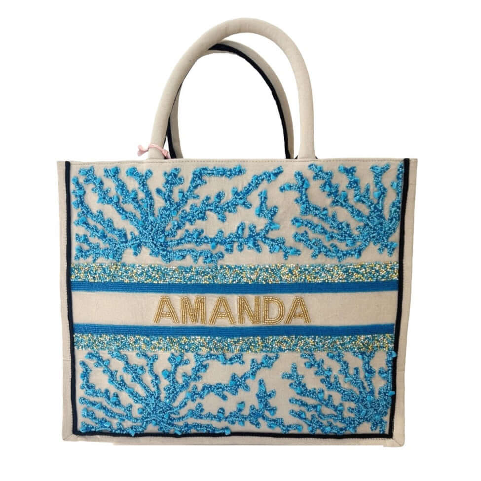Personalized Coral Tote-Handbags-Tiana-The Grove
