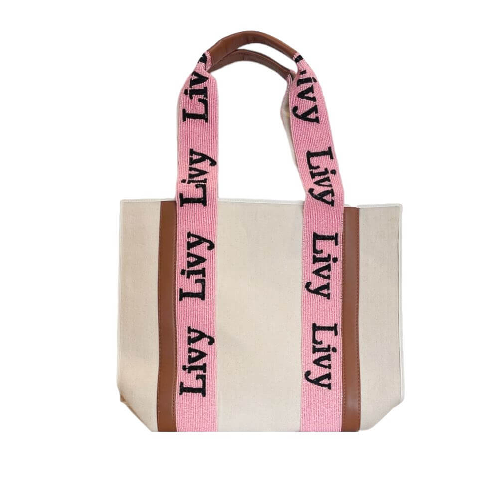 Personalized Handle Beaded Tote-Tiana-The Grove