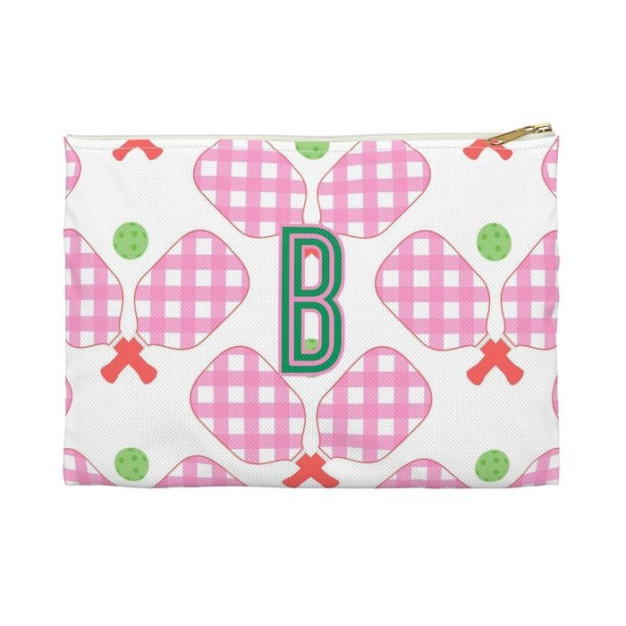 Pickleball Small Flat Single Initial Zip Pouch-Pouch-CB Studio-The Grove
