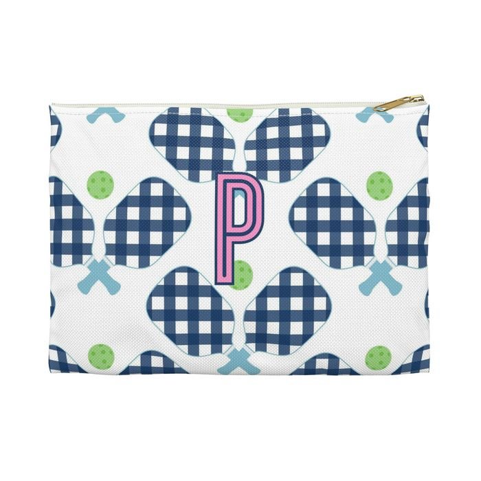 Pickleball Small Flat Single Initial Zip Pouch-Pouch-CB Studio-The Grove