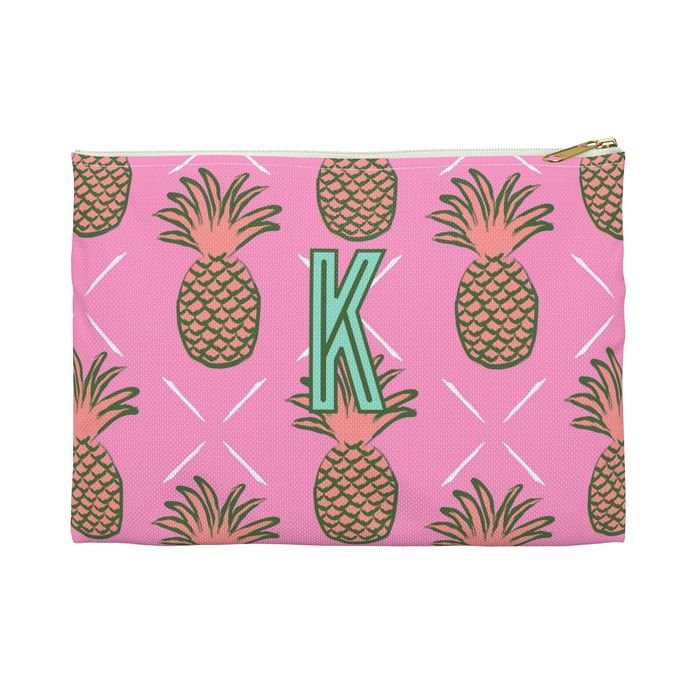 Pineapple Small Flat Single Initial Zip Pouch-Pouch-CB Studio-The Grove