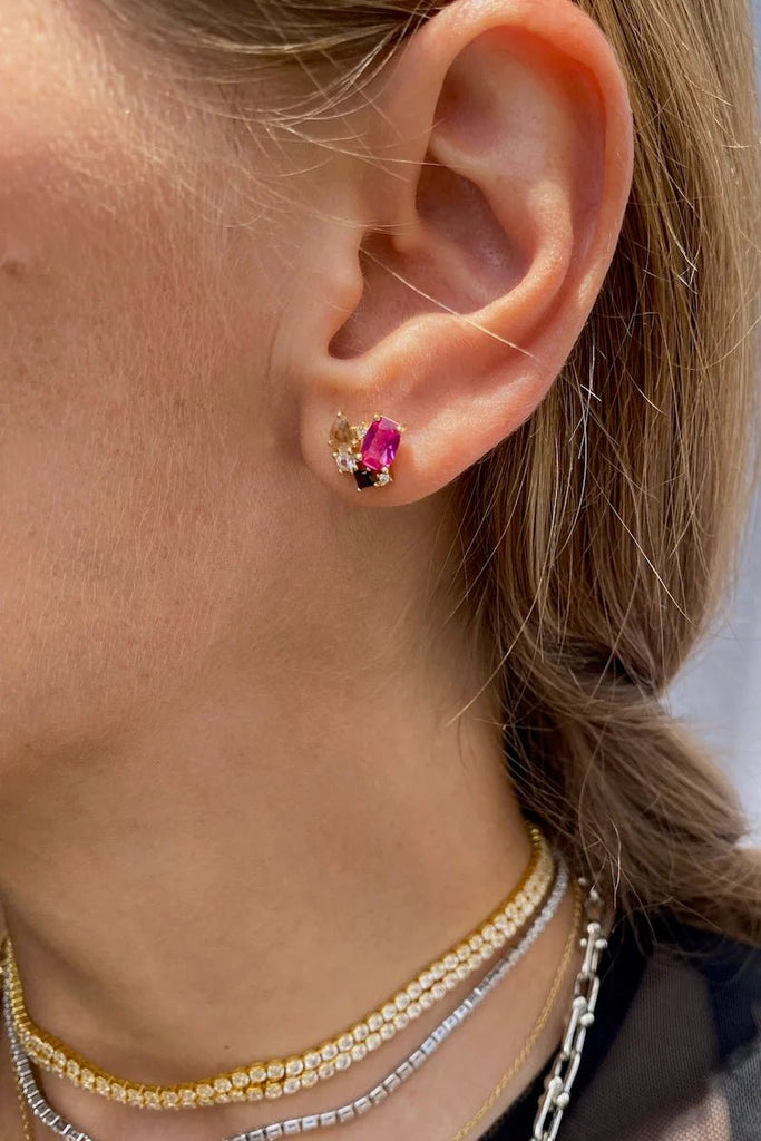 Pink Topaz Bouquet Earrings-Native Gem-The Grove
