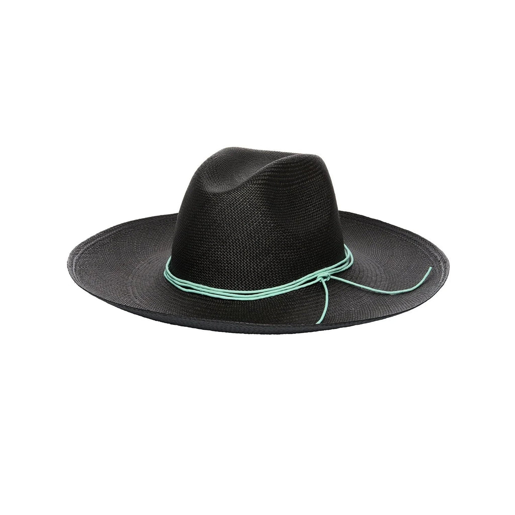 Porto Wide Brim Hat | Black & Turquoise-Artesano-The Grove