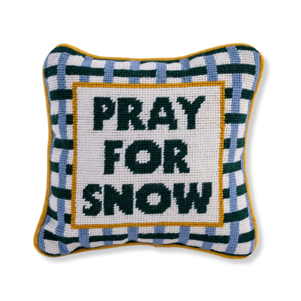 Pray For Snow Needlepoint Pillow-Throw Pillows-Furbish Studio-The Grove