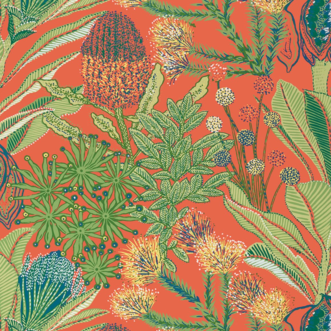 Protea Wallpaper-Wallpaper-Thibaut-The Grove