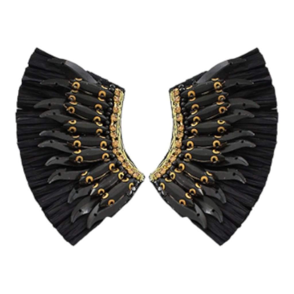 Raffia Wing Earrings | Black-Earrings-Twist-The Grove